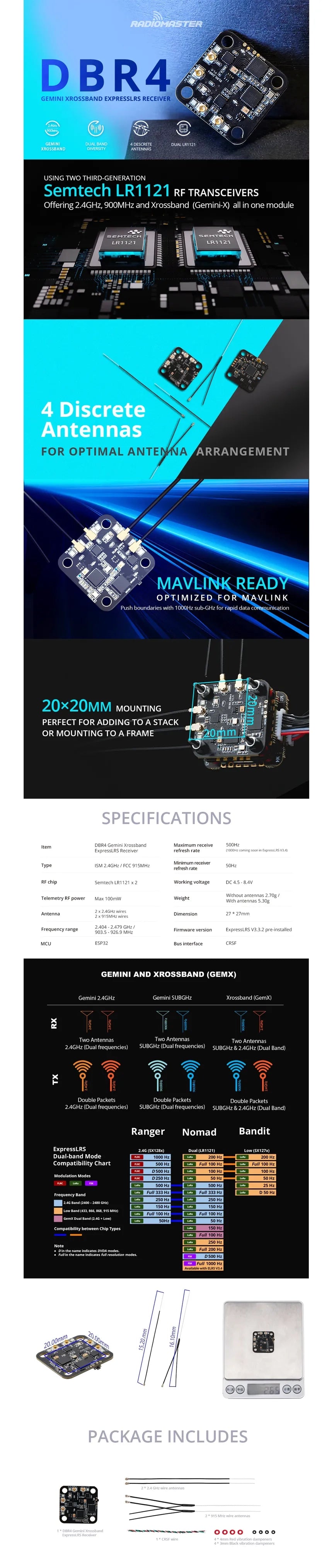 Nomad Dual 1-watt Gemini Xrossband ExpressLRS Module